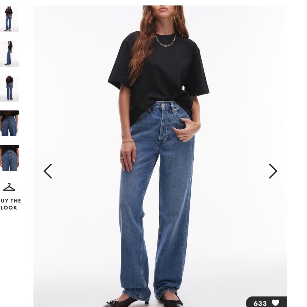 Topshop Kort High Rise Straight Jean in mid blue Size 8 W30 L30 NWT